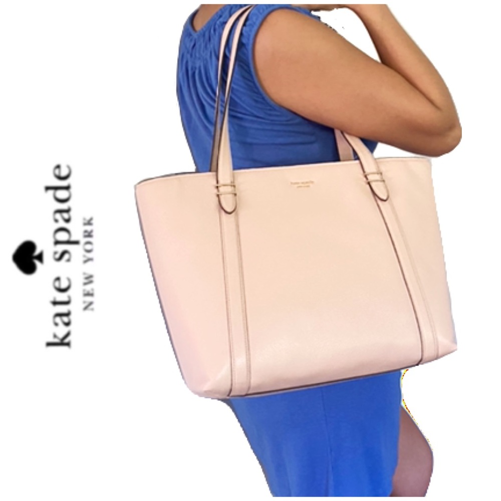 NWT Kate Spade genuine leather zip tote blush - Picture 5 of 6